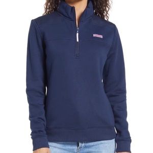 Vineyard Vines Women Navy Shep Quarter-Zip Knit Shirt Size S